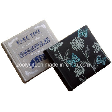 Customized Design Printing Linen Fabric Photo Album Embroidery Black PU Leather Photo Album